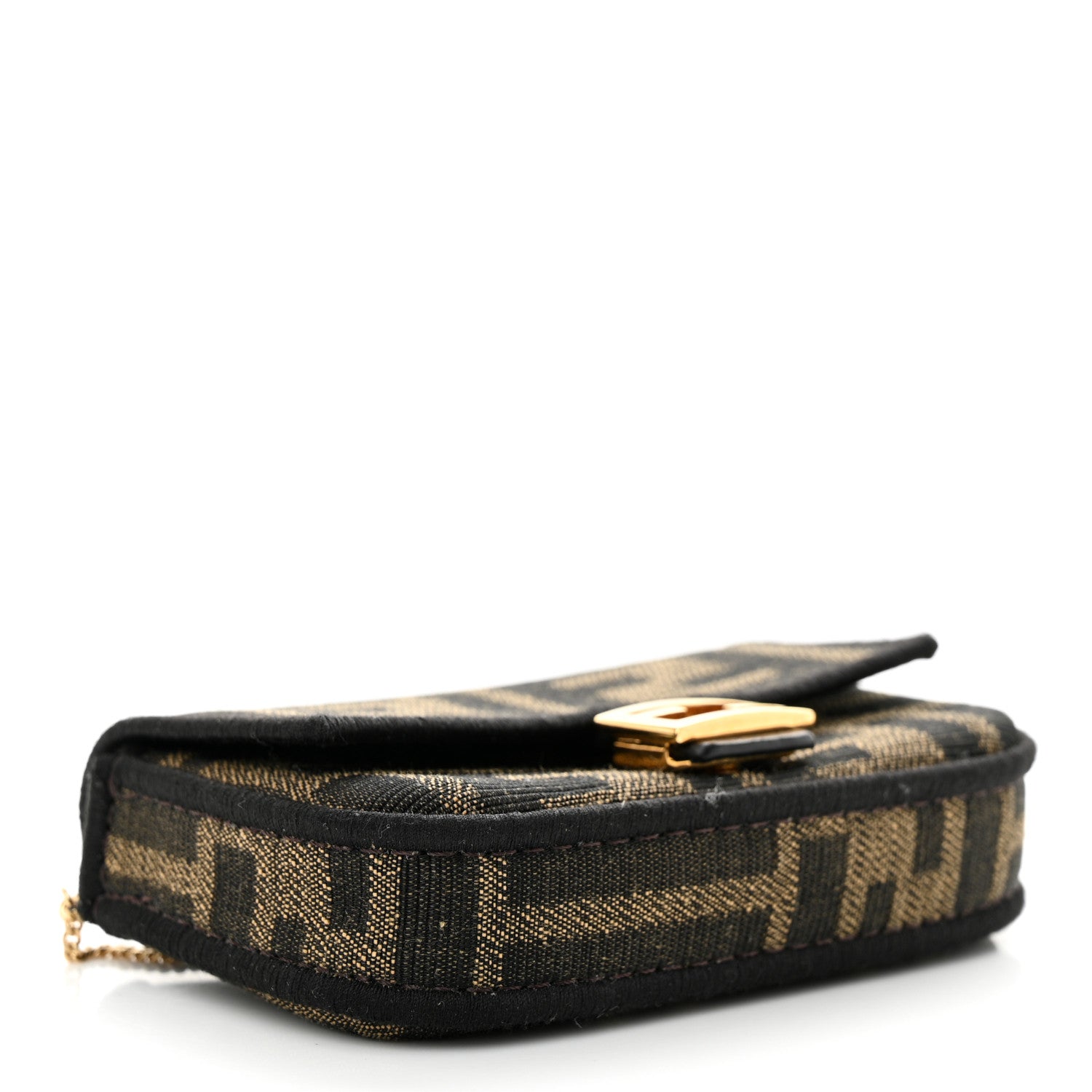 Fendi Fabric Jacquard FF 1974 Nano Baguette Charm Tobacco Moro Black 4 of 10