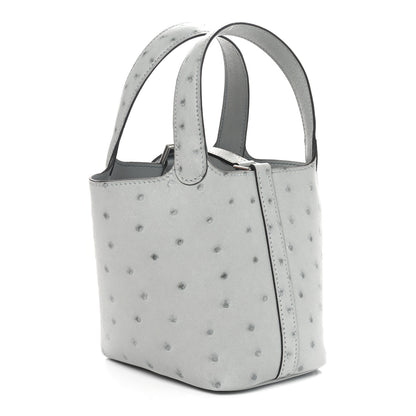 Hermes Ostrich Micro Picotin Lock Bleu Glacier 3 of 11