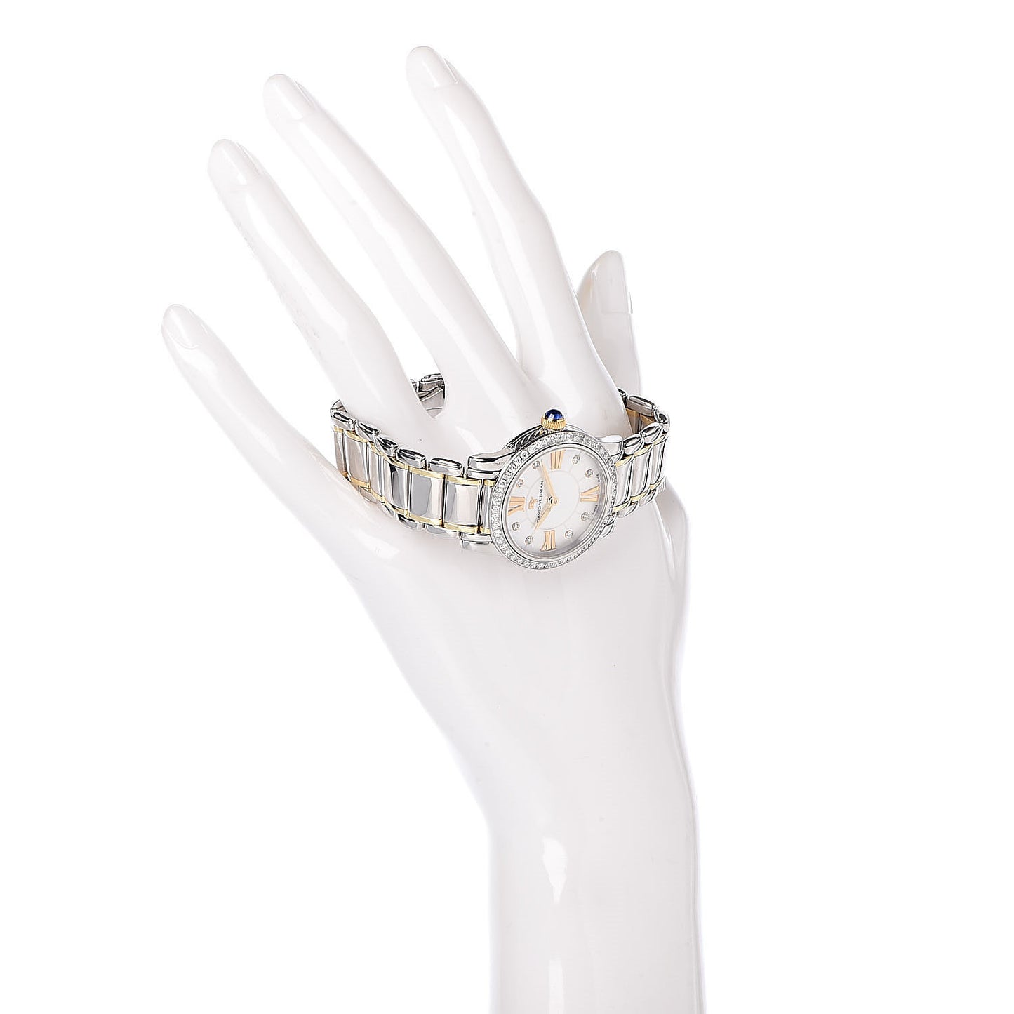 Stainless Steel 18K Yellow Gold Diamond Bezel Mother of Pearl 30mm Classic Quartz Watch