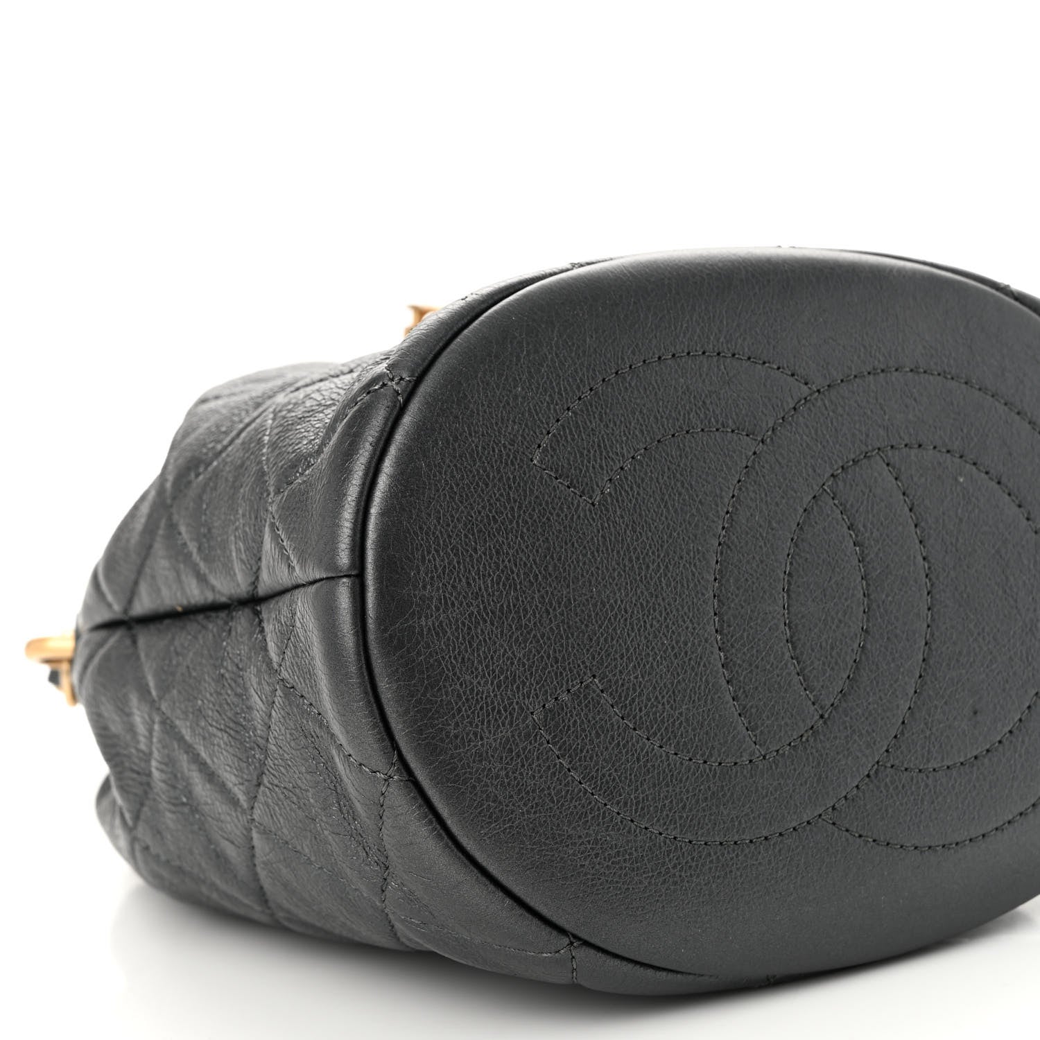 Chanel Metallic Lambskin Quilted Pearl Crown Drawstring Bag Anthracite 9 of 10