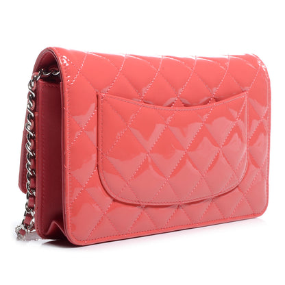 Chanel Patent Wallet On Chain WOC Dark Pink 3 of 7