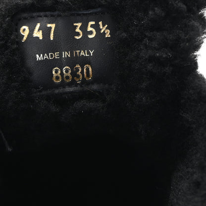 Prada Calfskin Shearling Metal Triangle Logo Sneakers 35.5 Black 10 of 10