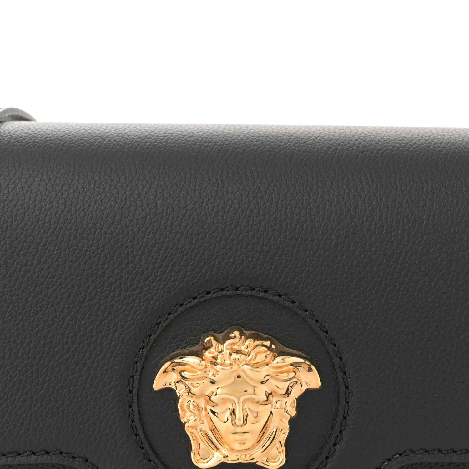 Versace Grained Calfskin La Medusa Flap Shoulder Bag  Black 7 of 9