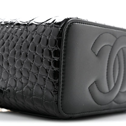 Chanel Calfskin Crocodile Embossed Exoticoco Small Top Handle Vanity Case With Chain Black 8 of 10