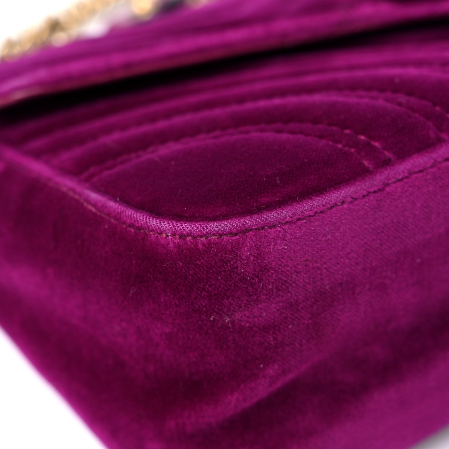 Velvet Matelasse Small GG Marmont Shoulder Bag Fuchsia Violet Cyclamen