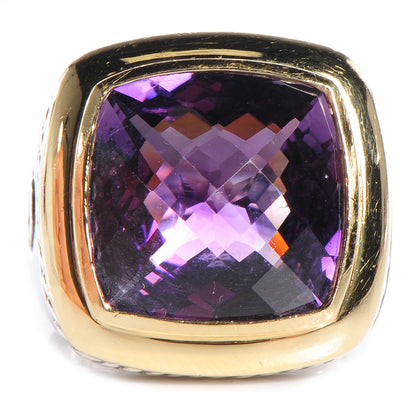 David Yurman Sterling Silver 18K Yellow Gold Amethyst 16mm Albion Statement Ring 56 7.5 1 of 5