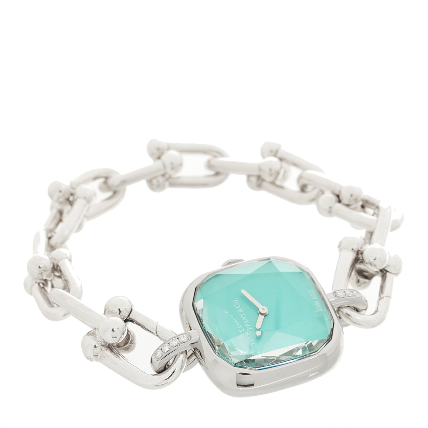 Sterling Silver Diamond 24mm HardWear Quartz Watch Tiffany Blue