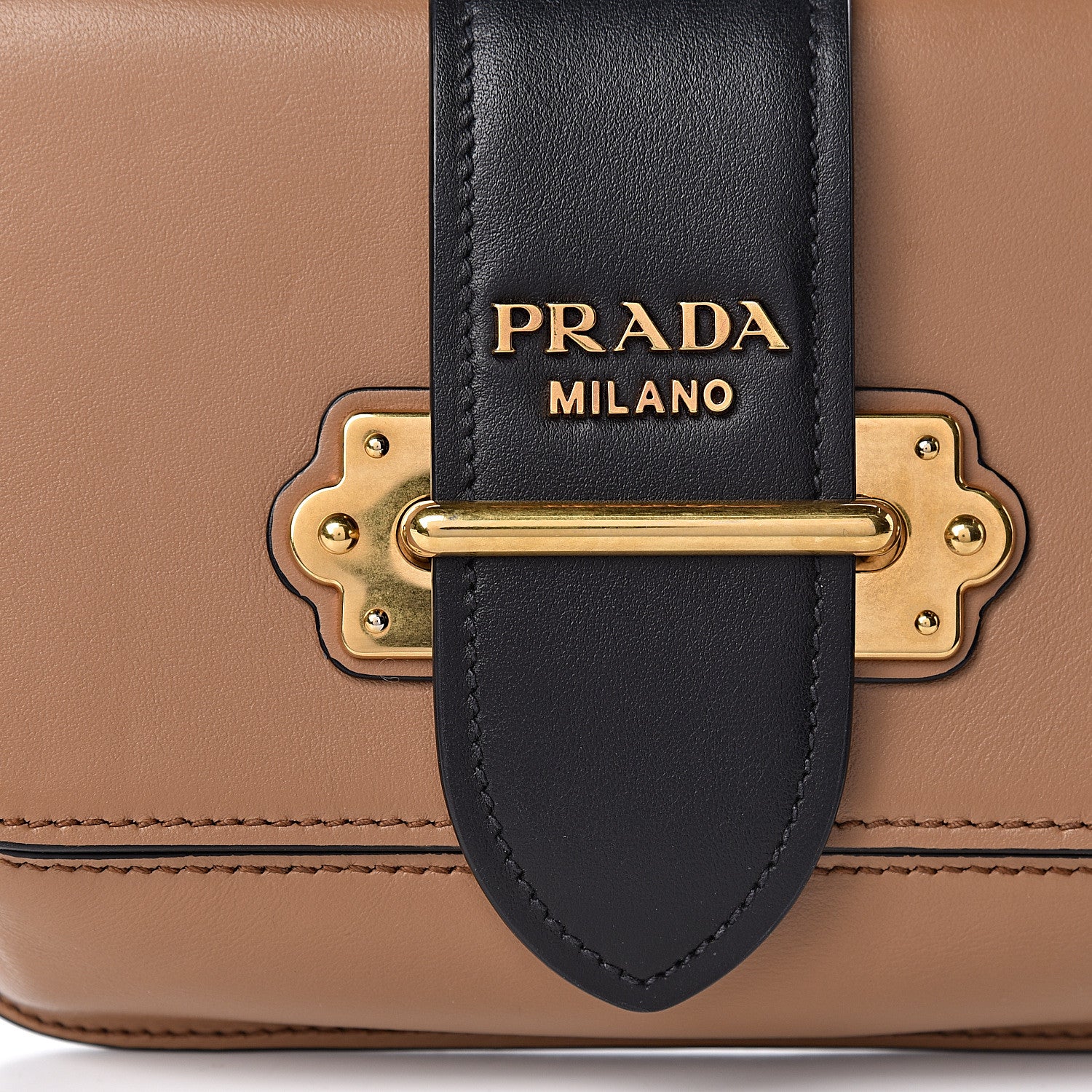 Prada City Calf Cahier Belt Bag Camel Black 9 of 11