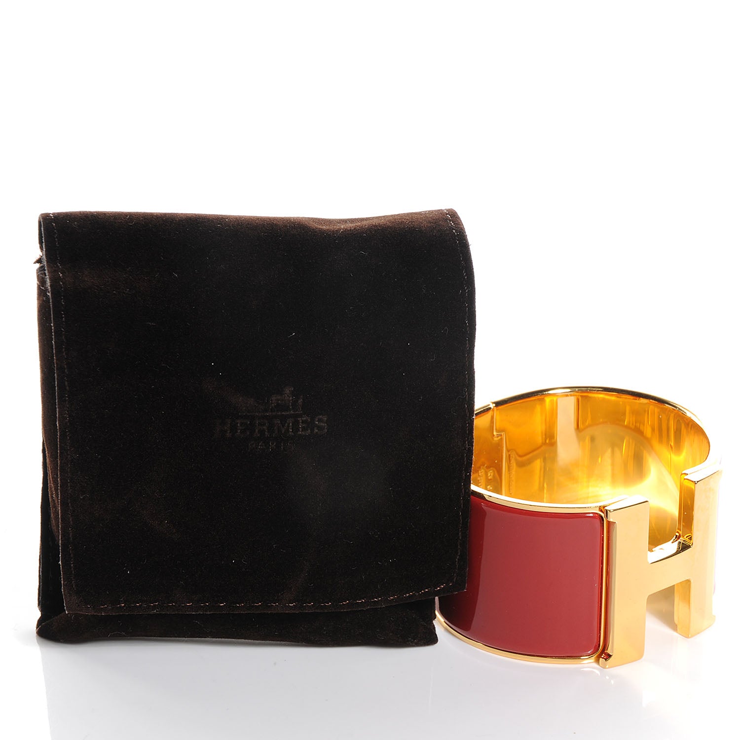 Hermes Enamel Clic Clac H Extra Wide Bracelet PM Red 4 of 5