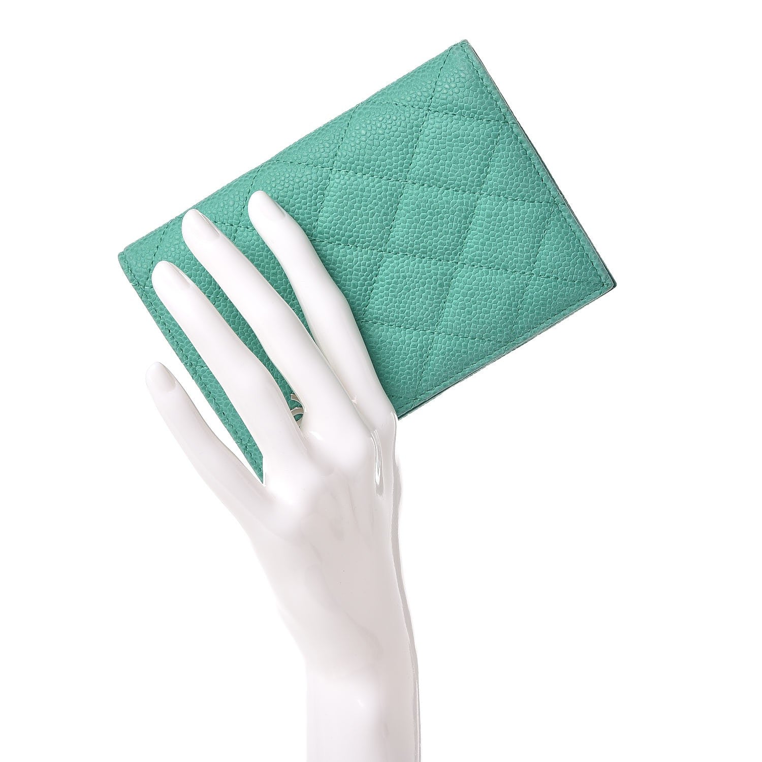 Chanel Iridescent Caviar Quilted Passport Holder Light Green 2 of 8