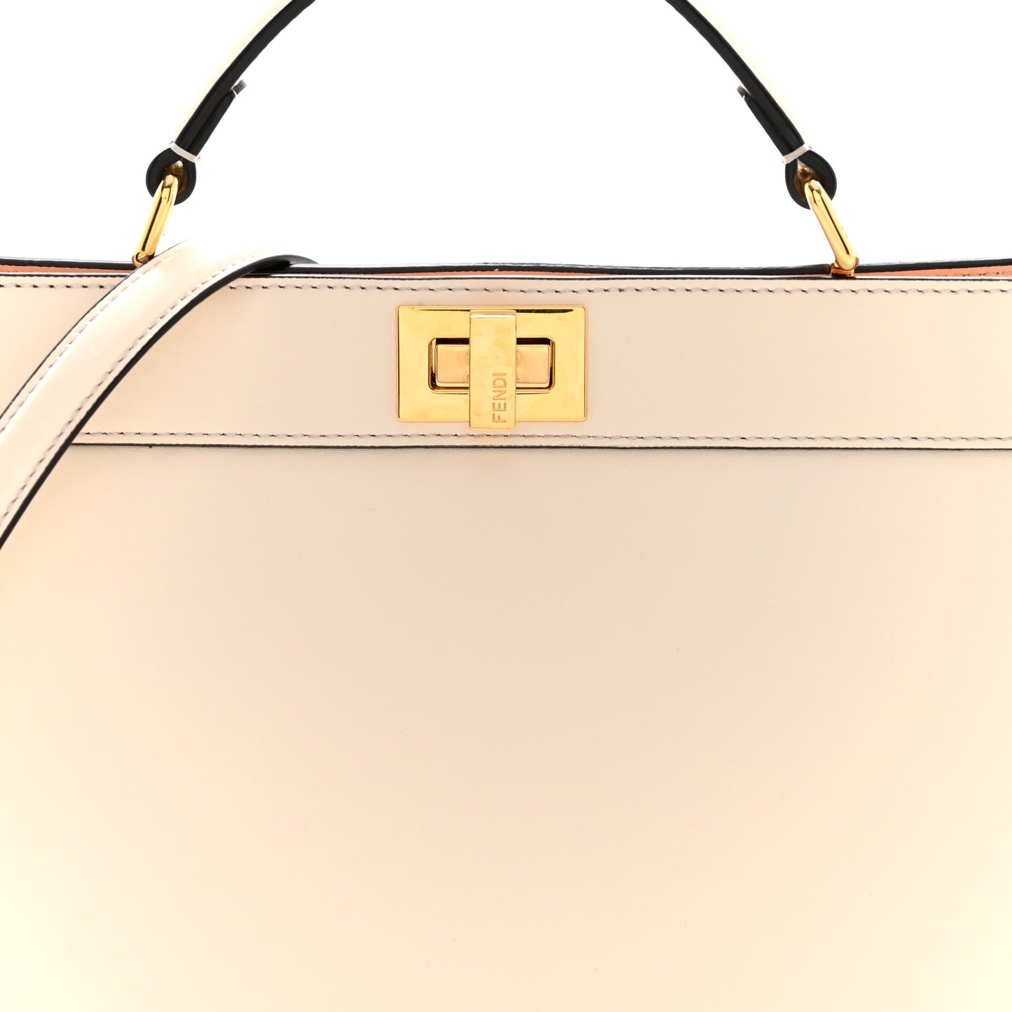 Vitello King Luxor Shiny Nappa Medium Peekaboo I SEE U East West Satchel White Light Rose