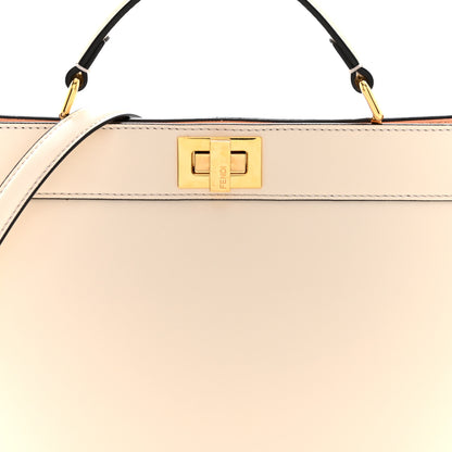 Fendi Vitello King Luxor Shiny Nappa Medium Peekaboo I SEE U East West Satchel White Light Rose 10 of 12