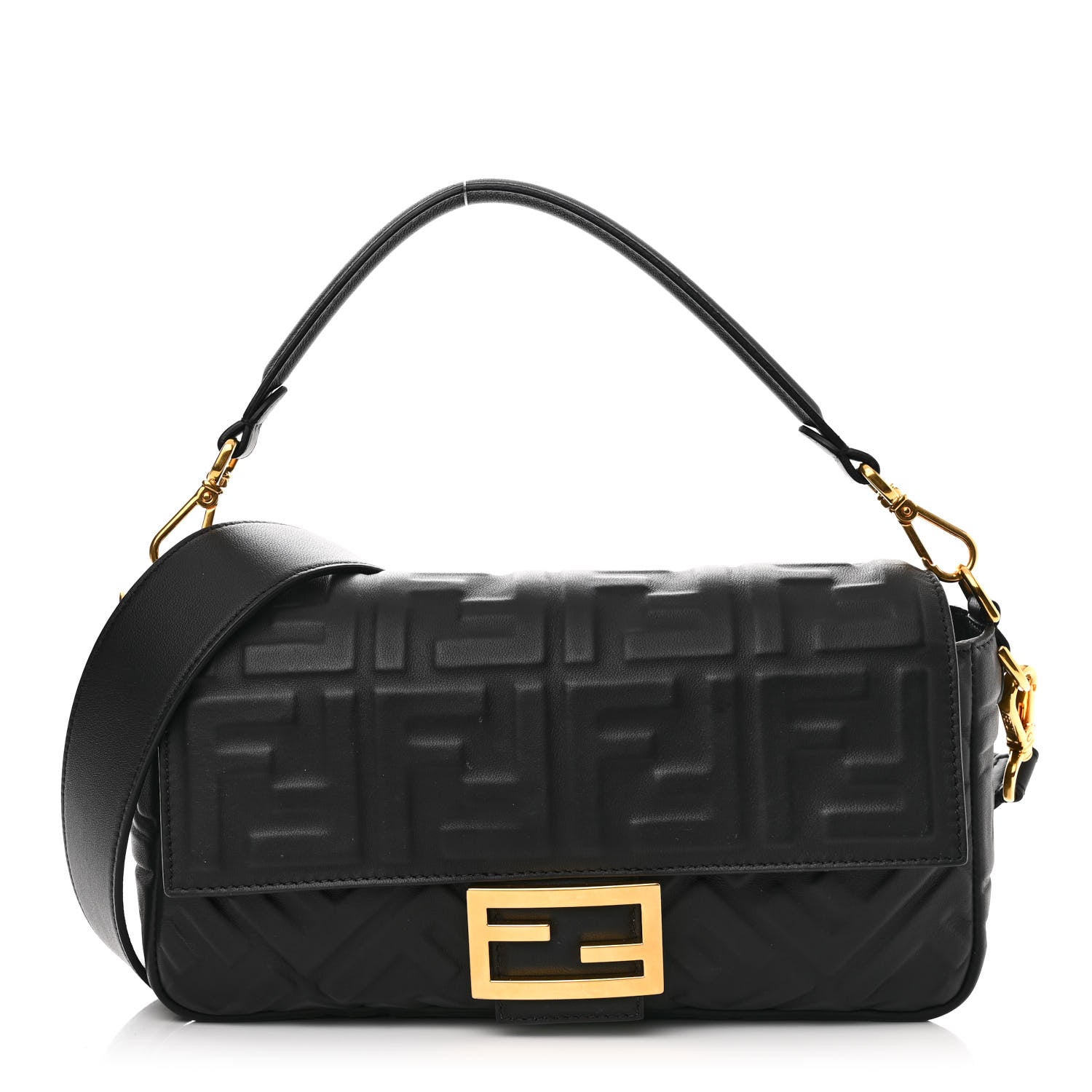 Fendi Nappa FF 1974 Embossed Baguette Black 1 of 10