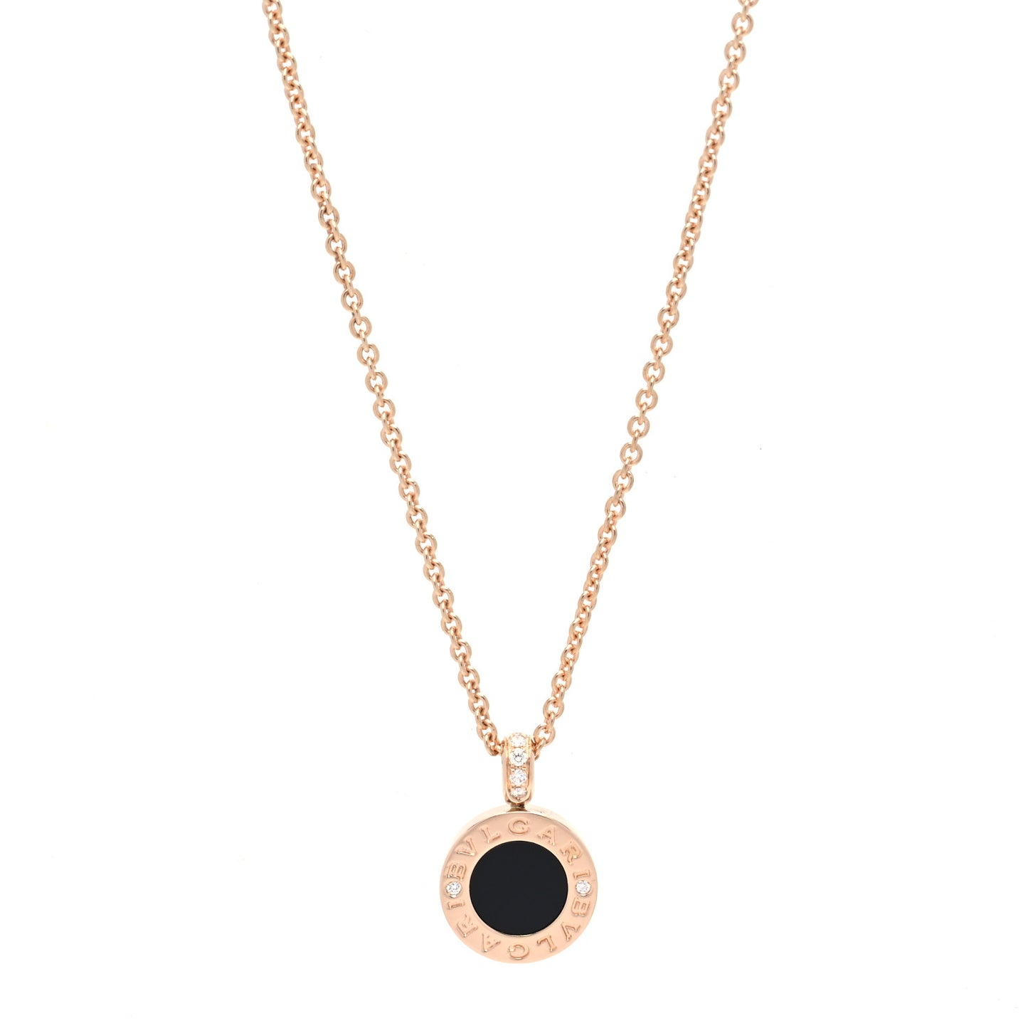 18K Rose Gold Diamond Black Onyx Mother of Pearl BVLGARI BVLGARI Pendant Necklace