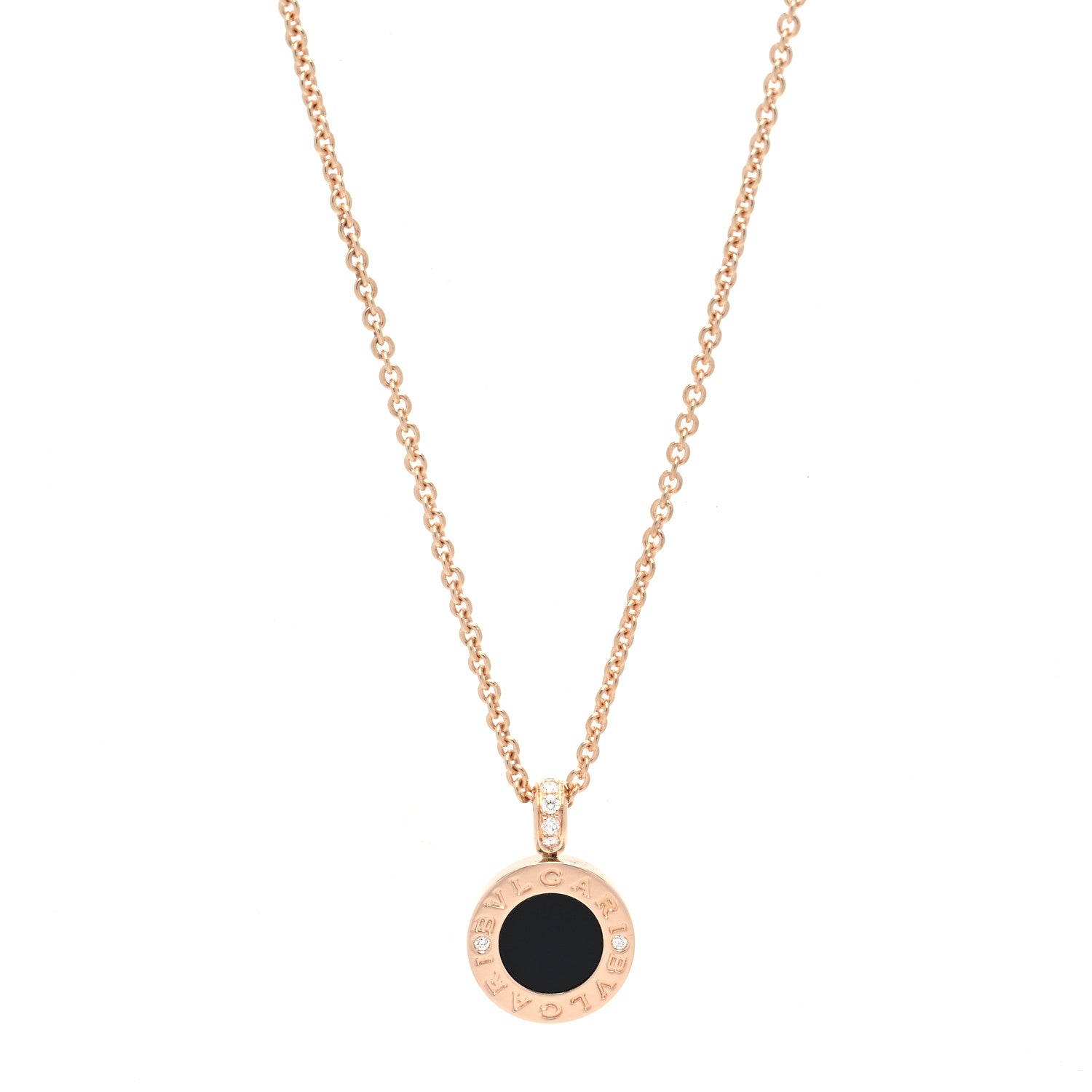 Bulgari 18K Rose Gold Diamond Black Onyx Mother of Pearl BVLGARI BVLGARI Pendant Necklace 1 of 7