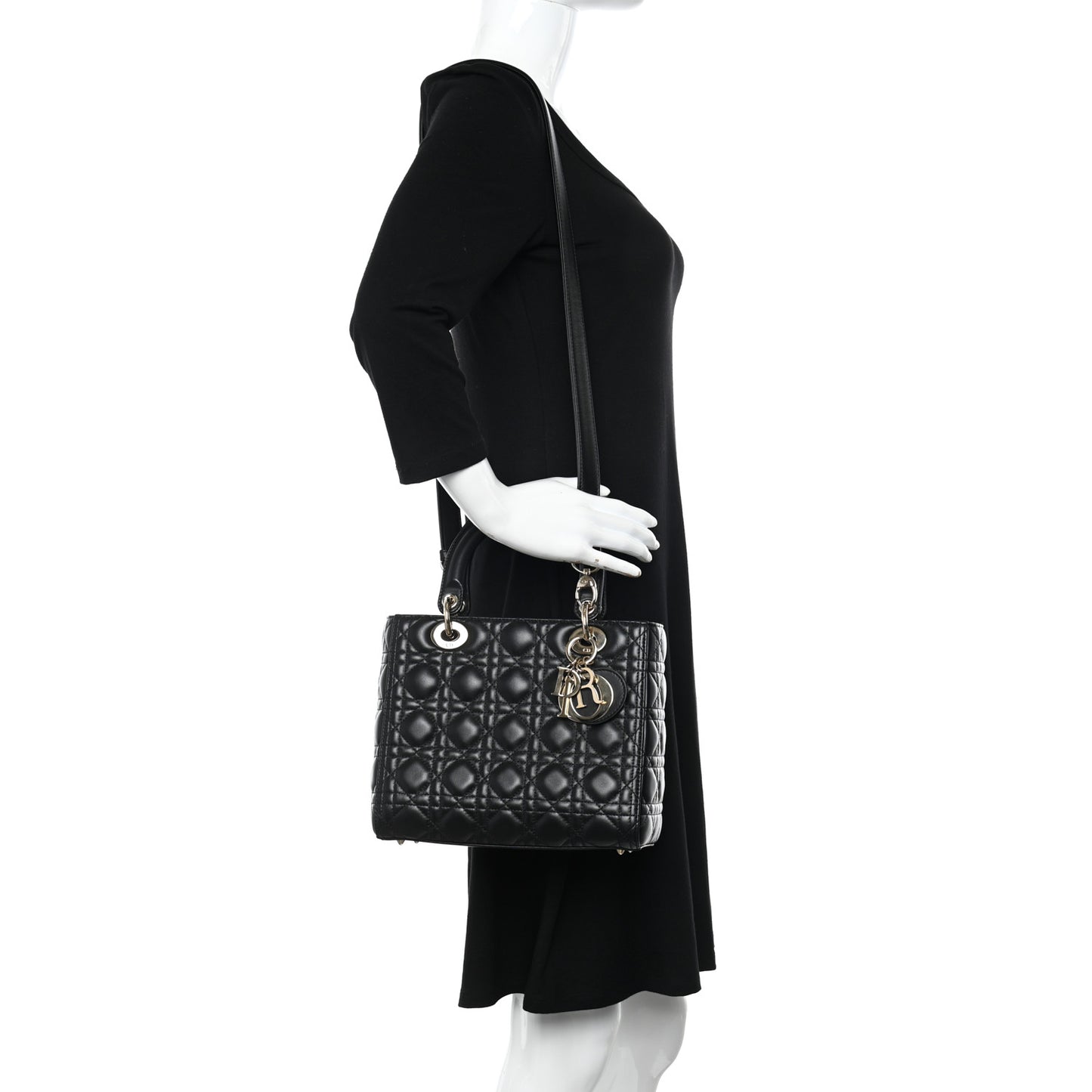Lambskin Cannage Medium Lady Dior Black