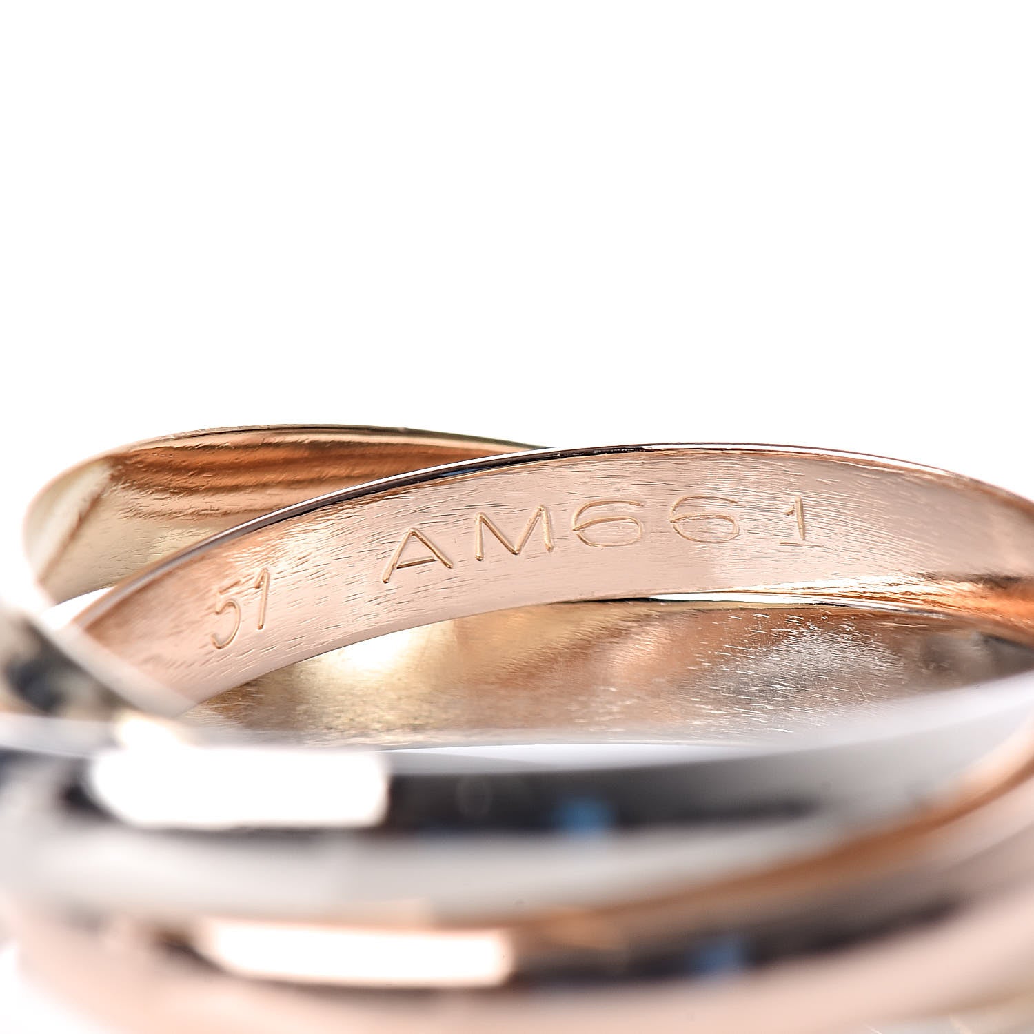 Cartier 18K Pink Yellow White Gold Small Trinity Ring 51 5.75 4 of 5