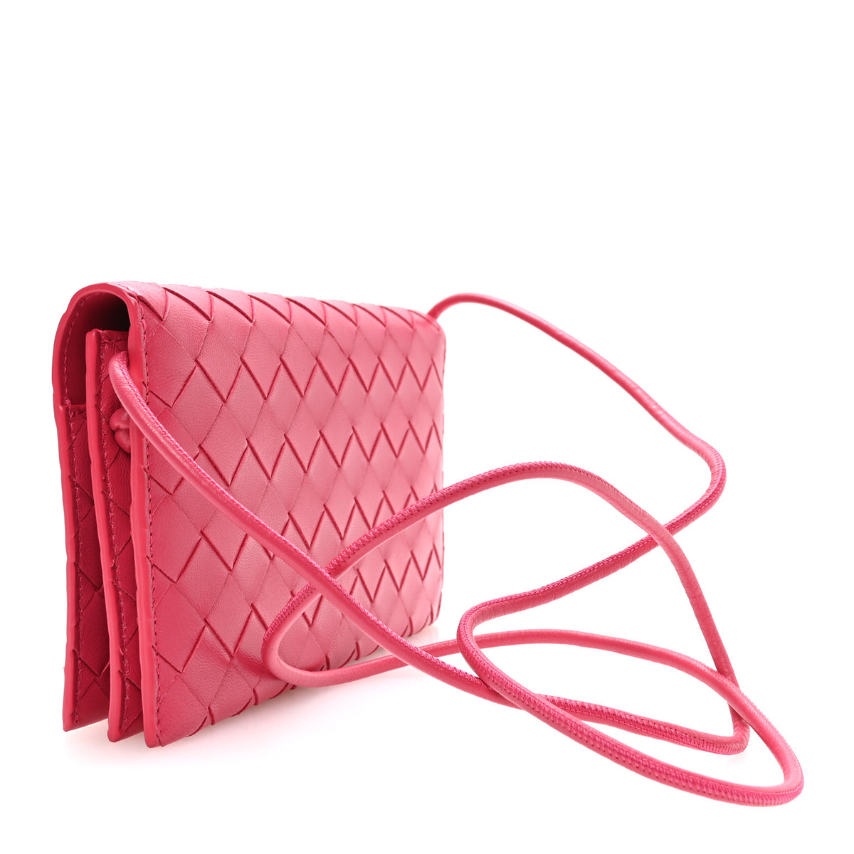 Nappa Intrecciato Wallet On Strap Cranberry