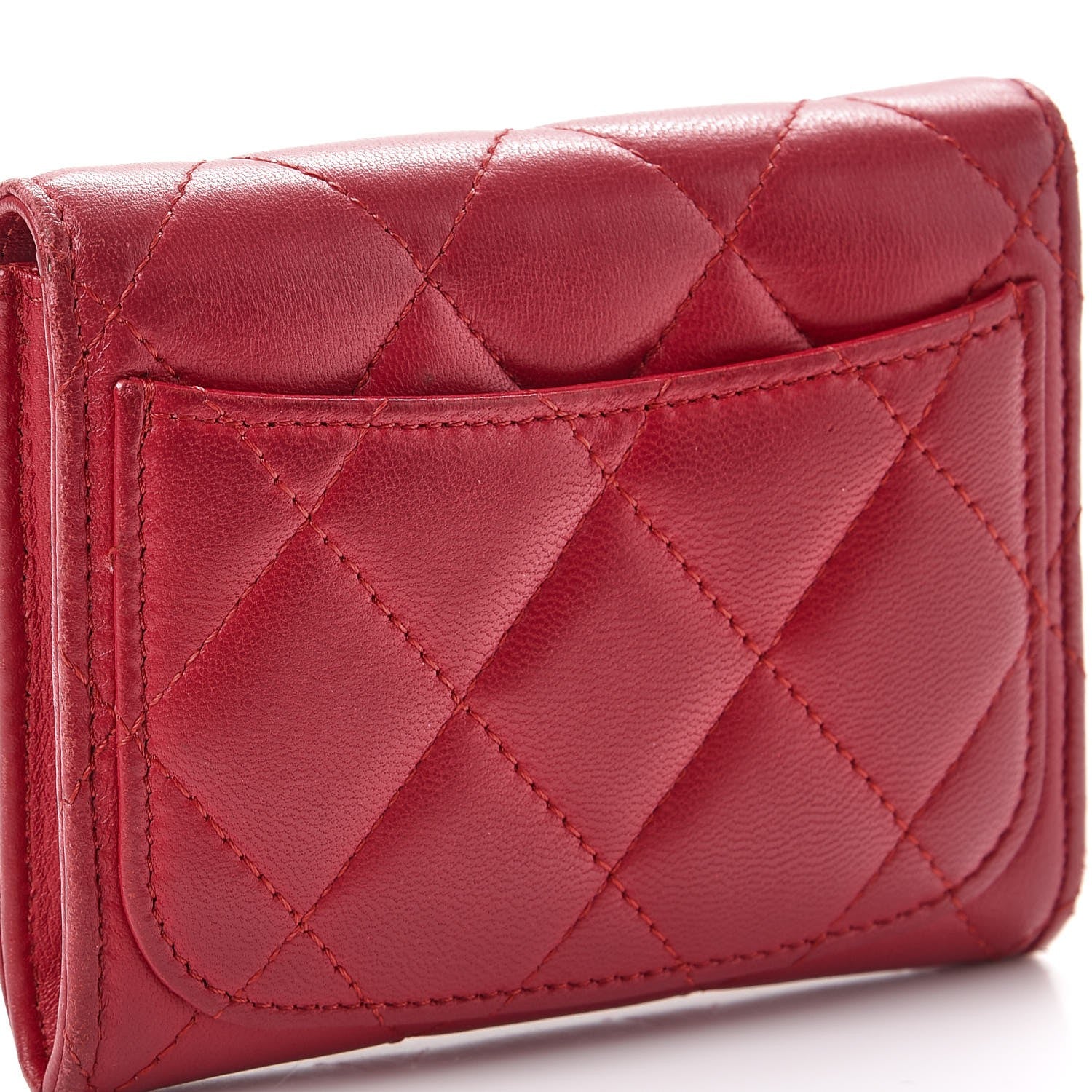 Chanel Lambskin Quilted Card Holder Dark Pink 10 of 15