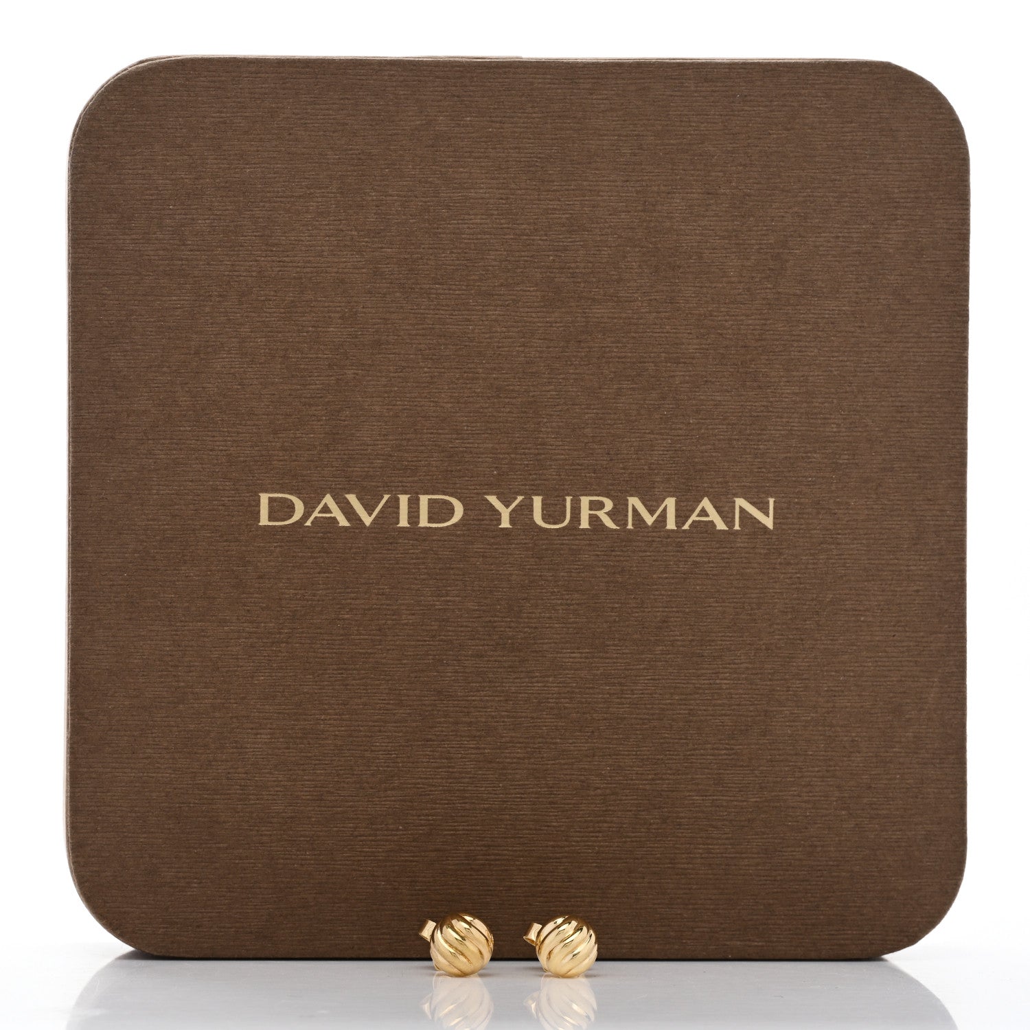 David Yurman 18K Yellow Gold 8mm Sculpted Cable Earrings 5 of 5