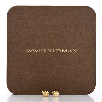 David Yurman 18K Yellow Gold 8mm Sculpted Cable Earrings 5 of 5