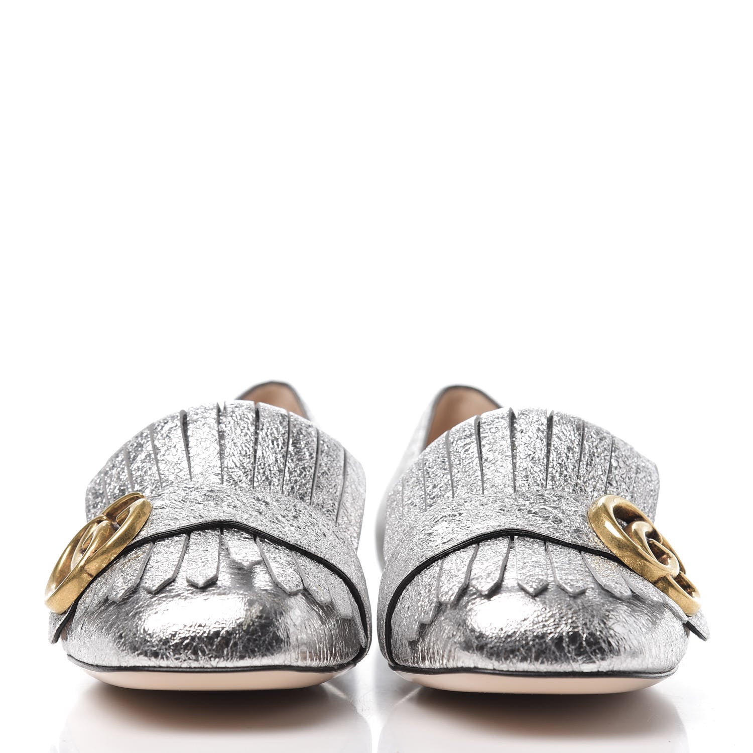 Gucci Galassia GG Marmont Fringe Flats 37 Argento 2 of 9