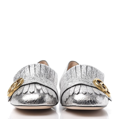 Gucci Galassia GG Marmont Fringe Flats 37 Argento 2 of 9