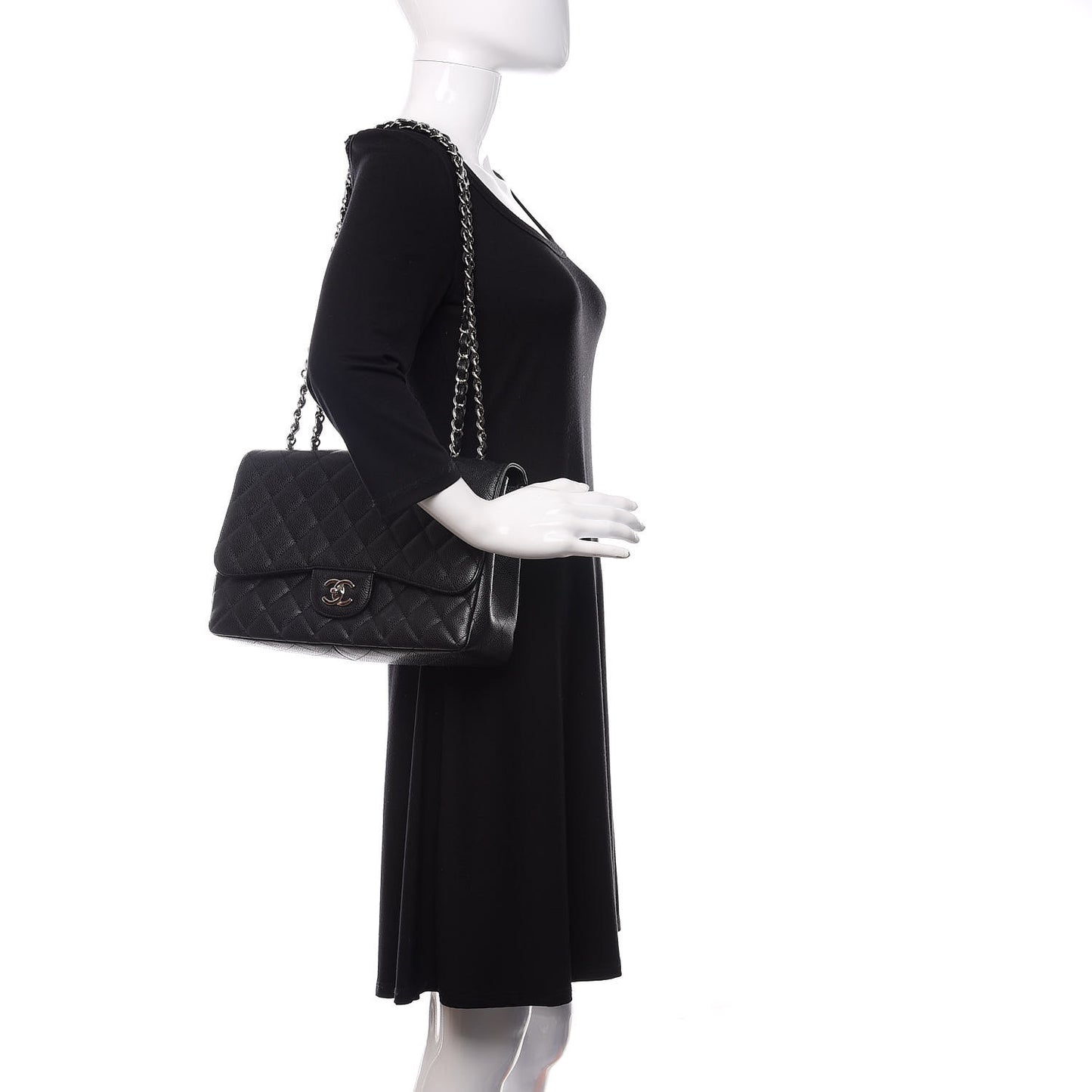 Caviar Quilted Jumbo Single Flap Black