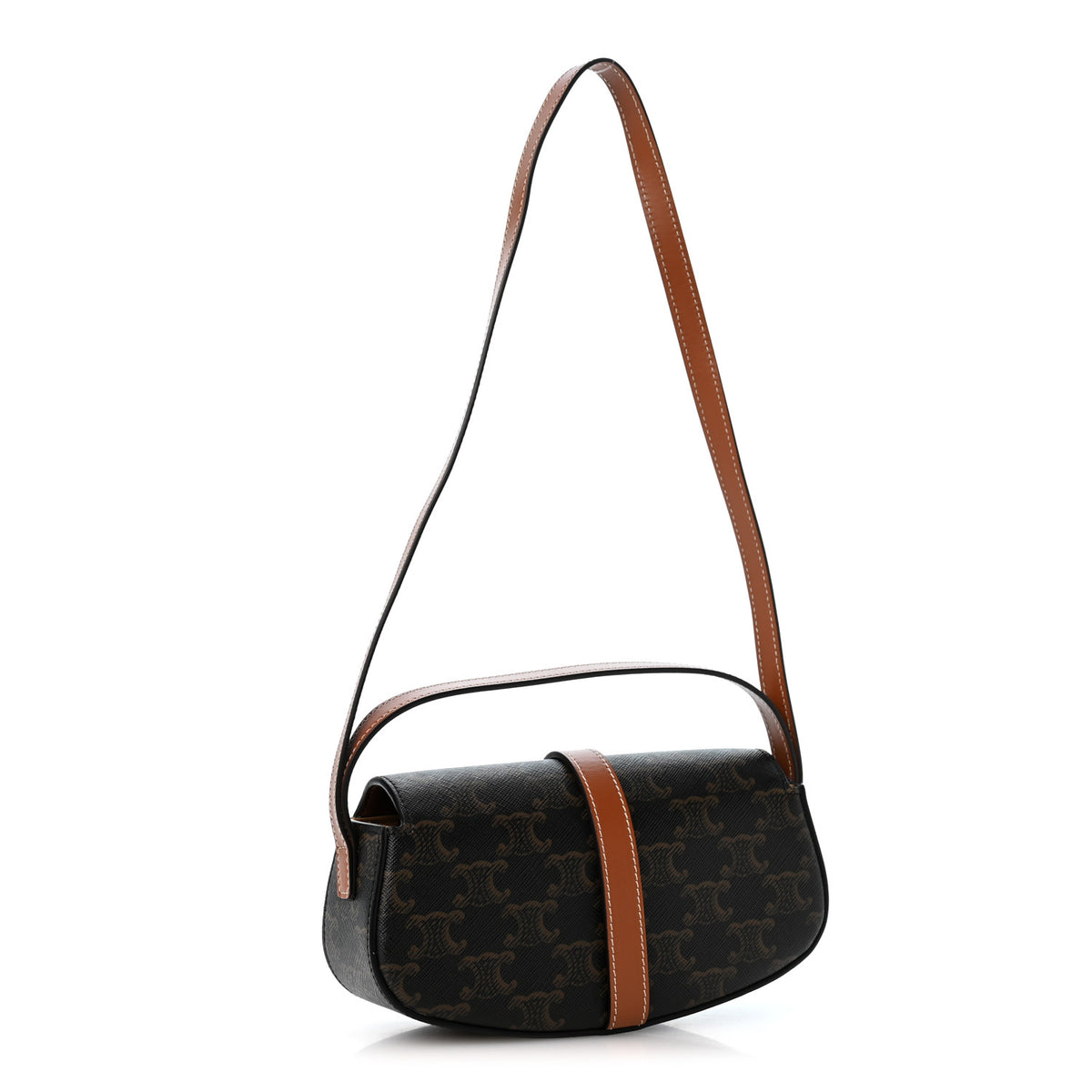 Triomphe Canvas Calfskin Tabou Clutch on Strap Tan