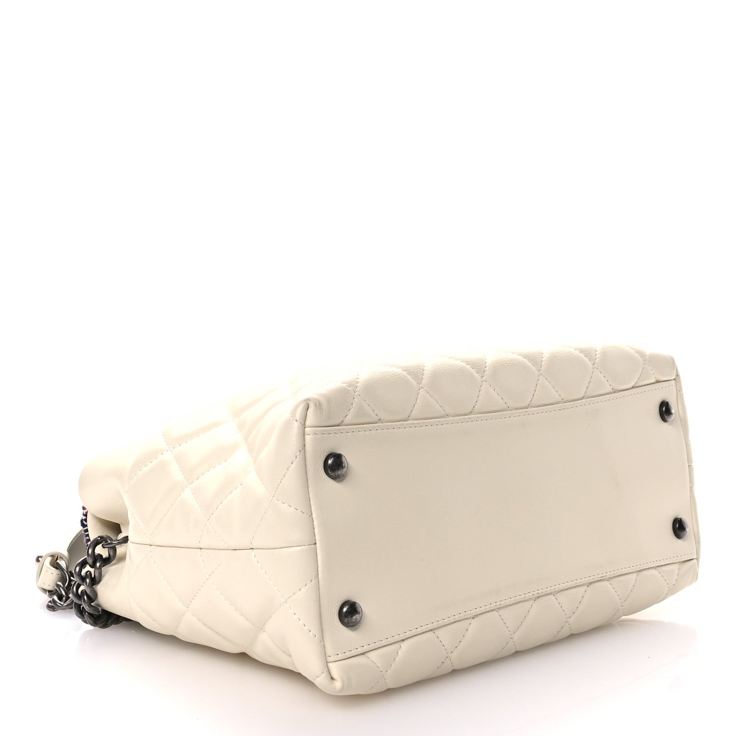 Chanel Calfskin Tweed Quilted Small Tote White Multicolor 4 of 10