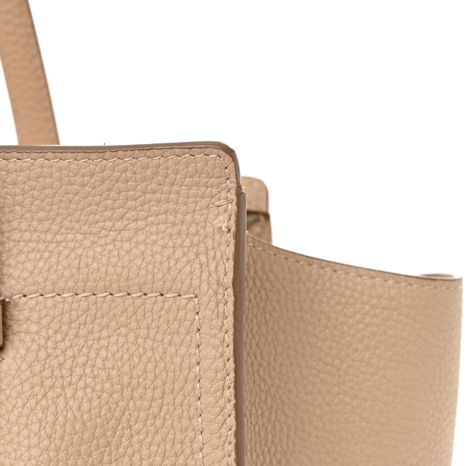 Salvatore Ferragamo Hammered Calfskin Double Handle Medium Amy Tote New Bisque 12 of 12