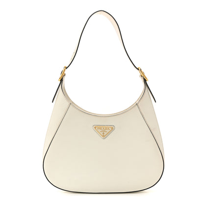 Prada Brushed Calfskin Cleo Adjustable Strap Shoulder Bag White 1 of 13