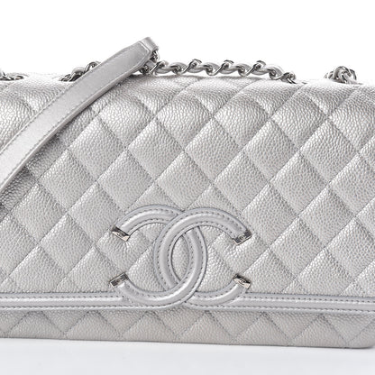 Chanel Metallic Caviar Quilted Medium CC Filigree Flap Silver 8 of 11
