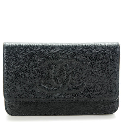 Chanel Caviar Timeless CC Wallet On Chain WOC Black 1 of 8