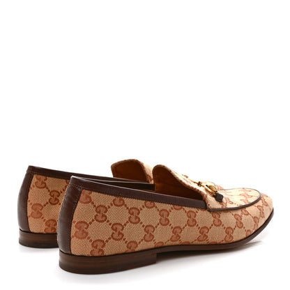 Gucci Canvas GG Monogram Horsebit Mens Jordaan Loafers 8 Beige Ruggine Light Brown 4 of 7