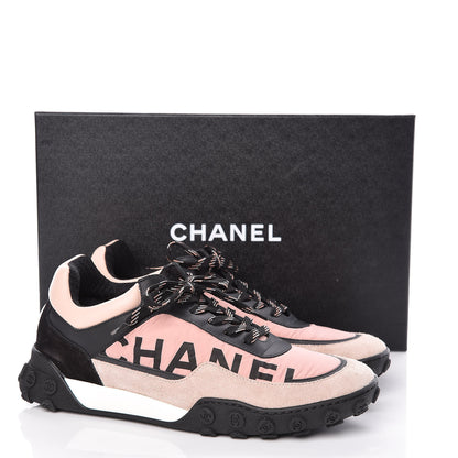 Chanel Nylon Calfskin Suede CC Womens Sneakers 39.5 Pink Black 11 of 11