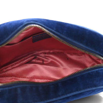 Gucci Velvet Matelasse Small GG Marmont Chain Shoulder Bag Cobalt 5 of 14