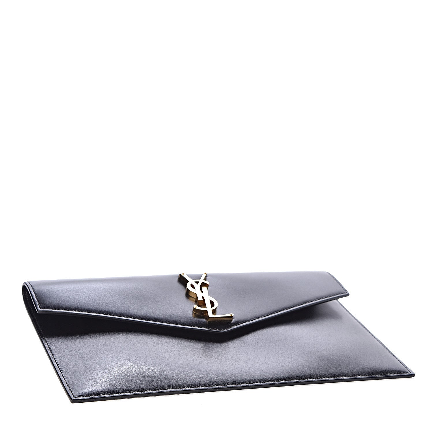 Saint Laurent Smooth Shiny Calfskin Monogram Uptown Pouch Black 4 of 7