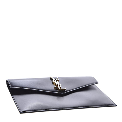 Saint Laurent Smooth Shiny Calfskin Monogram Uptown Pouch Black 4 of 7