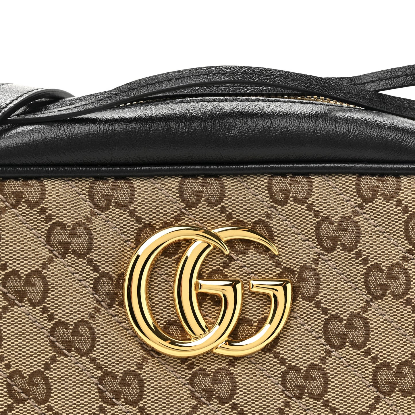 Monogram Matelasse Diagonal Small GG Marmont Chain Shoulder Bag Beige Black