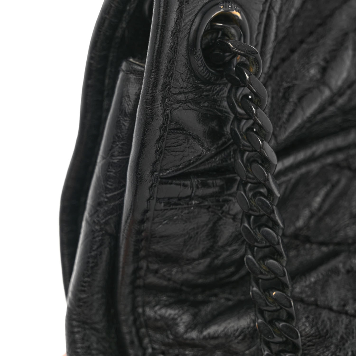 Saint Laurent Crinkled Calfskin Matelasse Monogram Medium Niki Chain Satchel Black 12 of 12