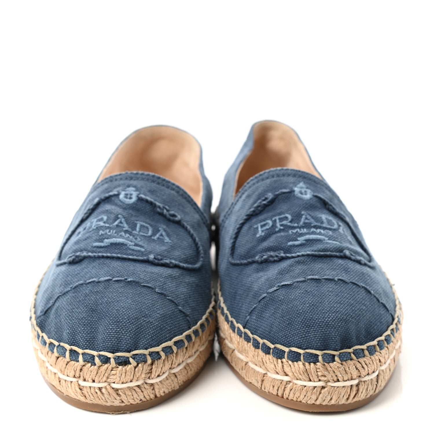 Prada Denim Logo Espadrilles 36.5 Blue 2 of 10