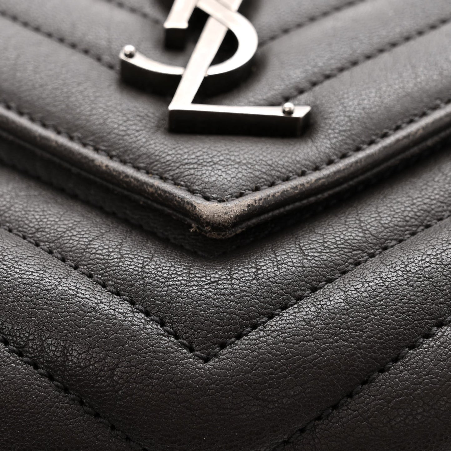 Sheepskin Matelasse Chevron Monogram Medium College Bag Asphalt