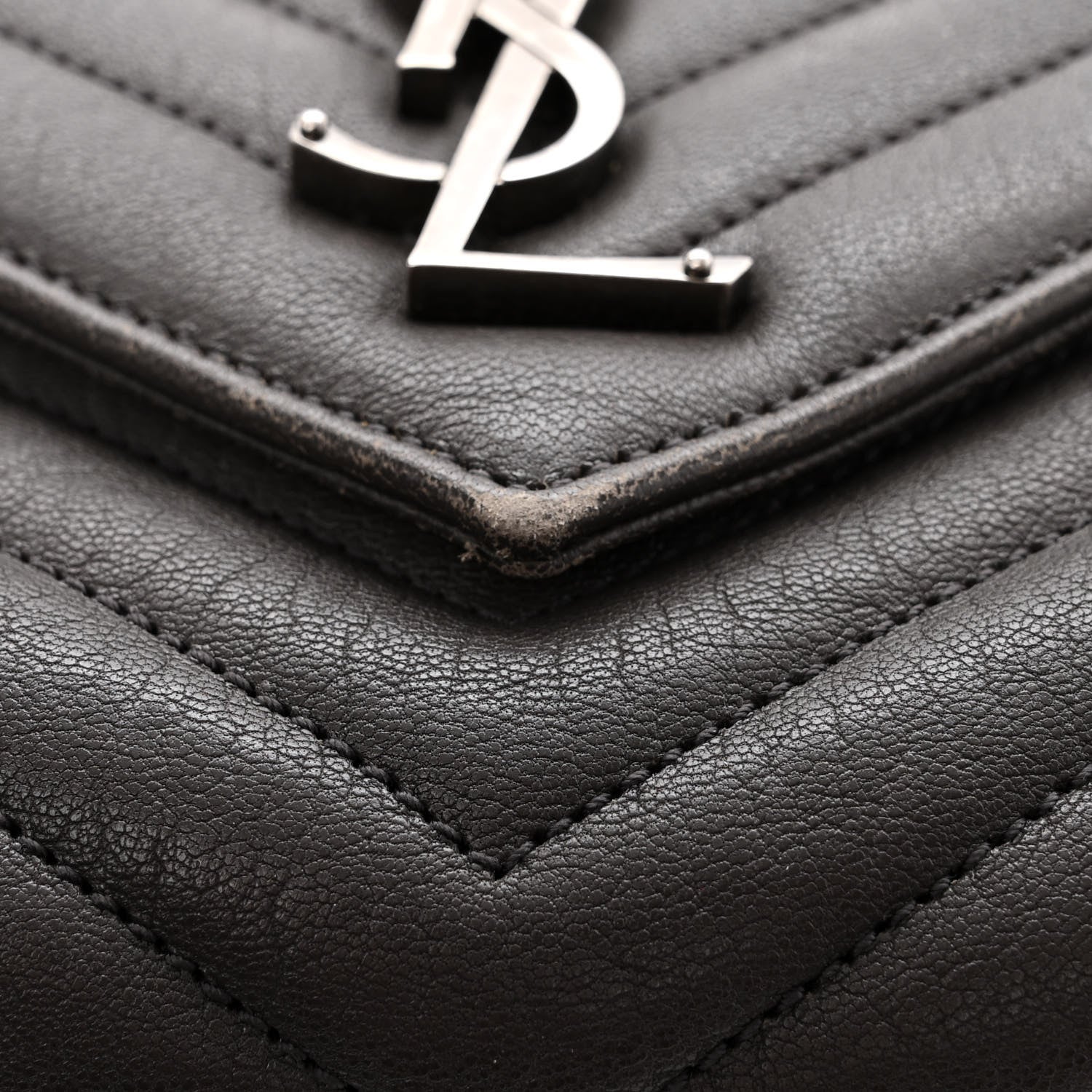 Saint Laurent Sheepskin Matelasse Chevron Monogram Medium College Bag Asphalt 11 of 16