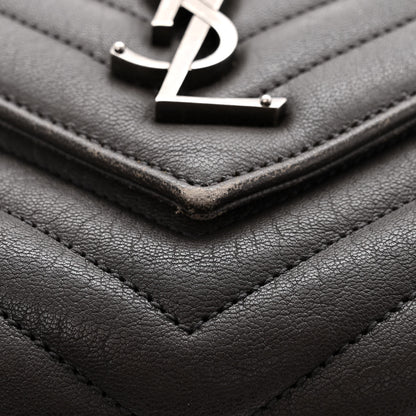 Saint Laurent Sheepskin Matelasse Chevron Monogram Medium College Bag Asphalt 11 of 16