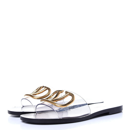 Valentino Garavani PVC Transparent Vlogo Flat Slide Sandals 35 Black 3 of 13