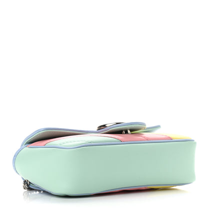 Gucci Calfskin Matelasse Diagonal Super Mini GG Marmont Shoulder Bag Multicolor Pastel 4 of 11
