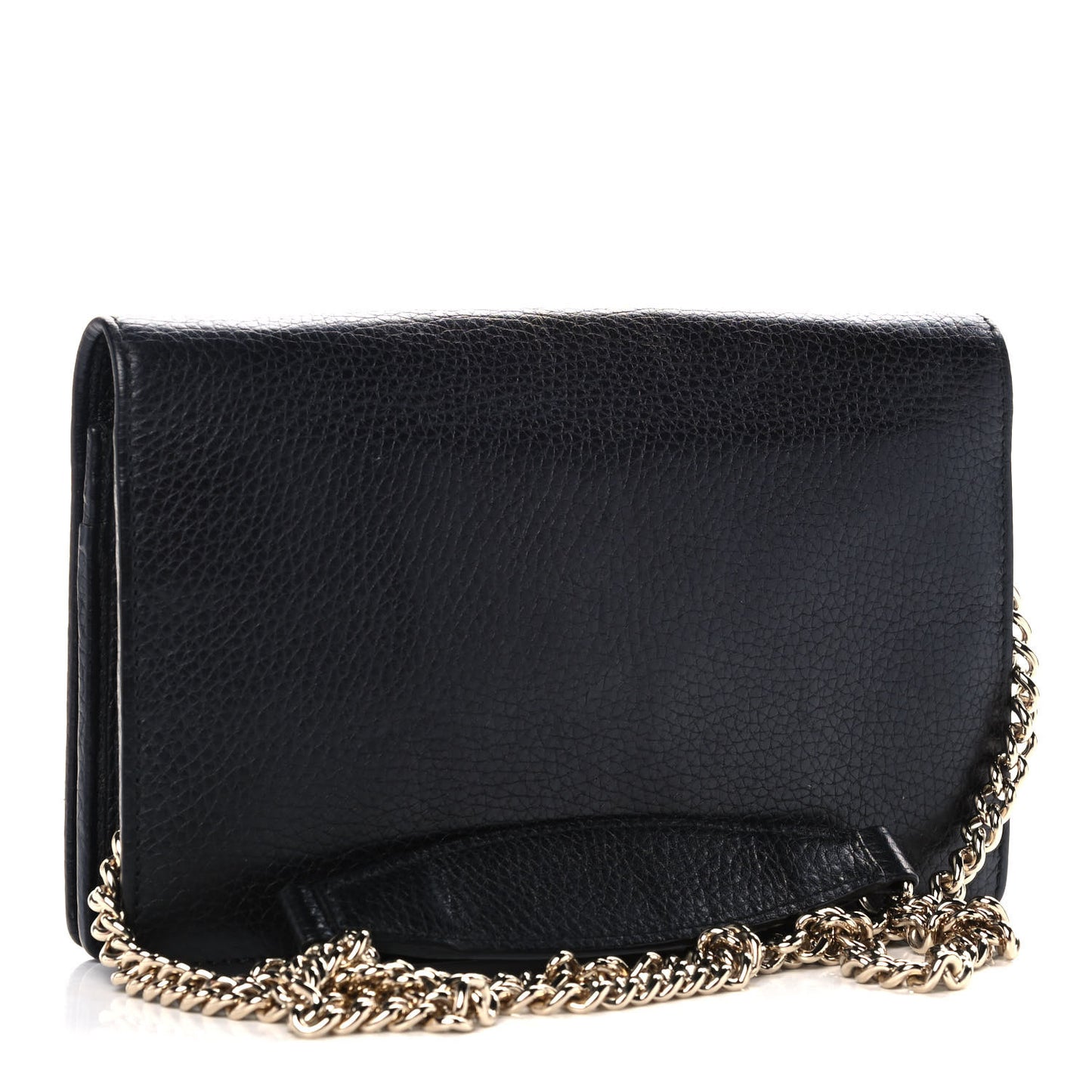 Pebbled Calfskin Soho Wallet on Chain Black