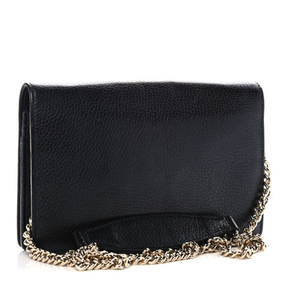 Gucci Pebbled Calfskin Soho Wallet on Chain Black 3 of 9