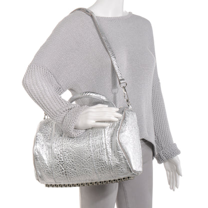 Alexander Wang Pebbled Leather Rocco Duffel Rhodium w Rhodium Hardware 2 of 7
